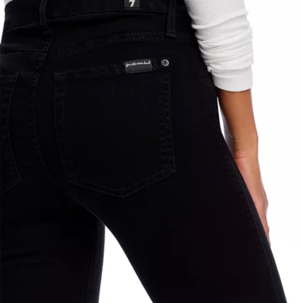 7 For All Mankind Kimmie Mid Rise Straight Jeans in Rinse Black